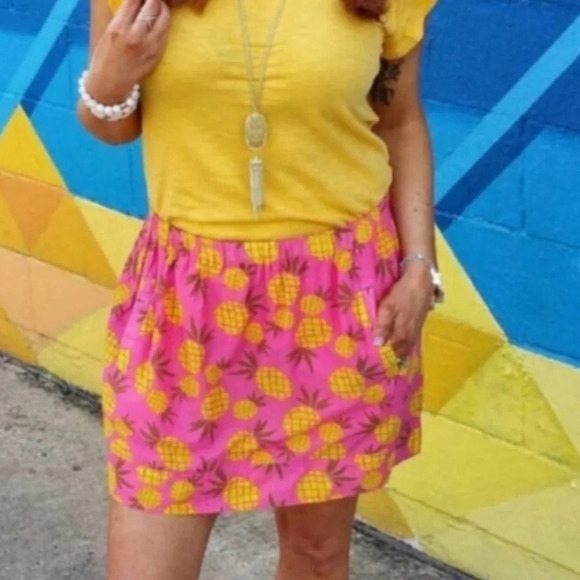 NWT J CREW PINEAPPLE COTTON MINI SKIRT - Picture 1 of 5